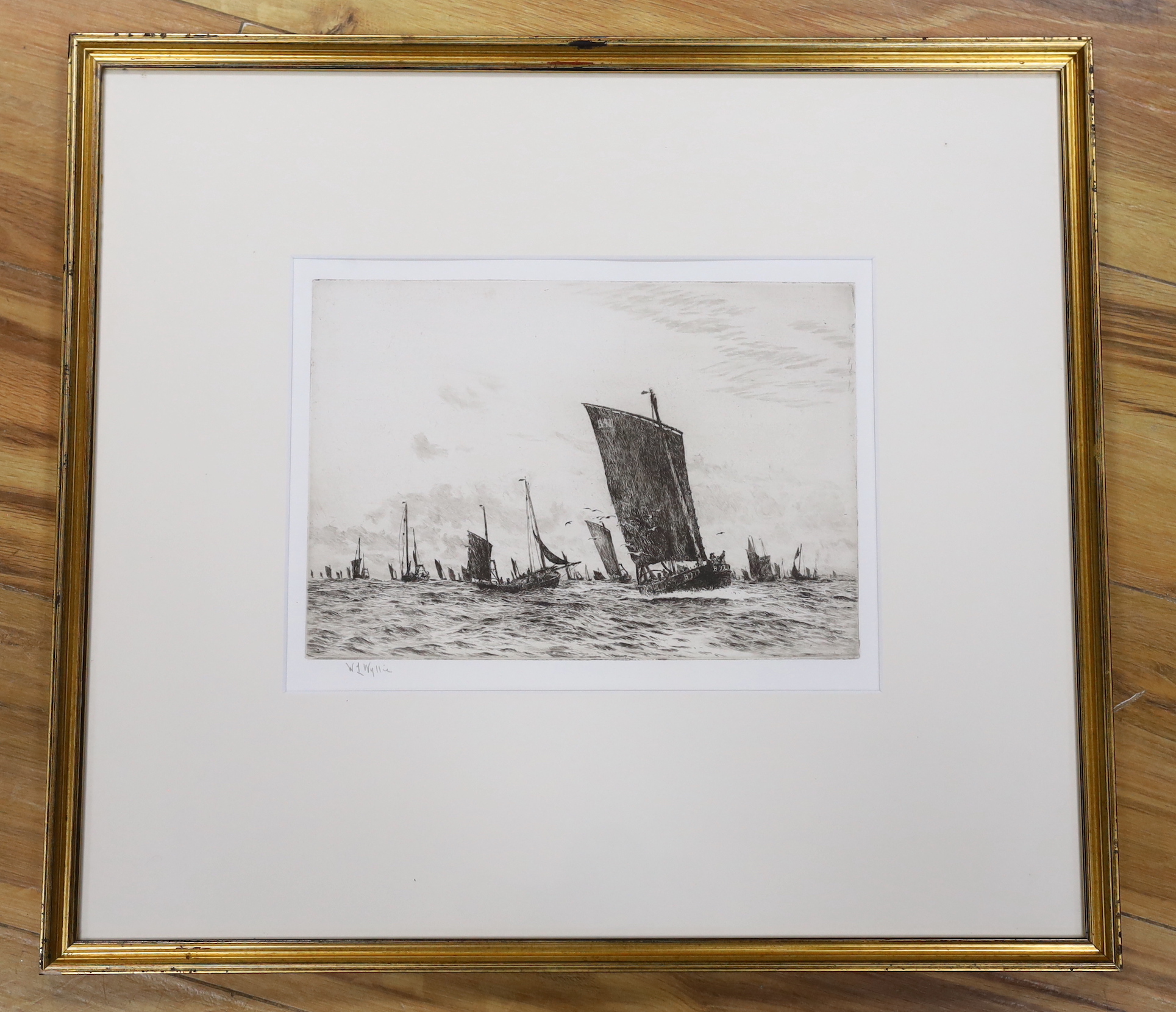 William Lionel Wyllie (1851-1931), etching, 'Boulogne fishing luggers', signed in pencil, 22 x 29cm